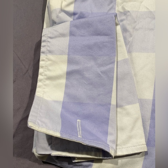 T.M. Lewin French cuff purple / white wide gingham check 17.5 / 38 - Picture 3 of 8